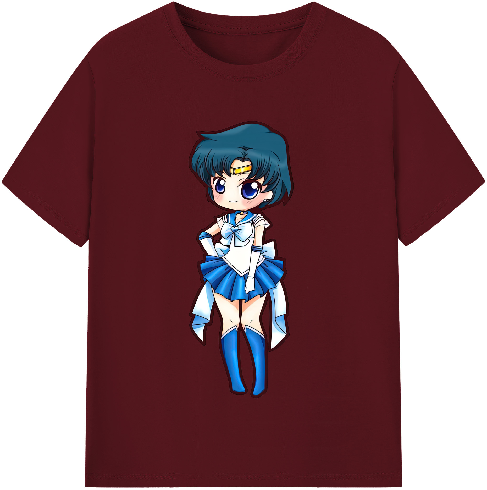 （画像用） 美少女戦士セーラームーン 水野 亜美 みずの あみ Sailor Moon Mizuno Ami 綿100％半袖Tシャツ（フロントプリント）